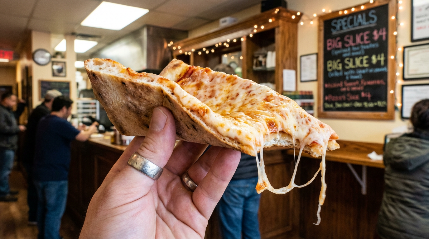 A perfectly charred Neapolitan slice from a local GTA pizzeria
